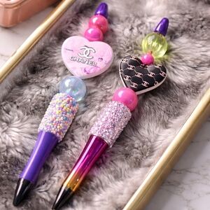 x2 Hand Crafted Beaded Pens New